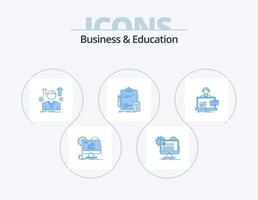 bedrijf en onderwijs blauw icoon pak 5 icoon ontwerp. rekenmachine. boekhouding. Bewerk. verkoop Mens. avatar vector