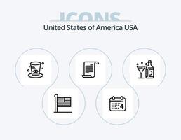 Verenigde Staten van Amerika lijn icoon pak 5 icoon ontwerp. vlag. liefde. vakantie. hart. partij decoratie vector
