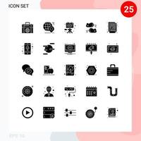 reeks van 25 modern ui pictogrammen symbolen tekens voor nieuws test plaats testen hobby bewerkbare vector ontwerp elementen