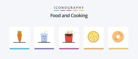 voedsel vlak 5 icoon pak inclusief . voedsel. beker. donuts. bagels. creatief pictogrammen ontwerp vector