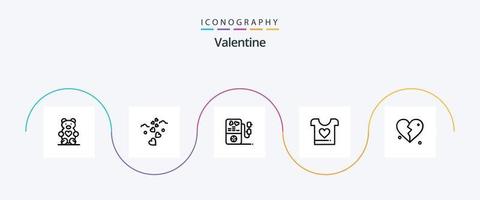 Valentijn lijn 5 icoon pak inclusief hart. kleren. smp liefde. liefde. valentijnsdag vector