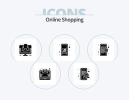 online boodschappen doen glyph icoon pak 5 icoon ontwerp. winkelcentrum. online. nieuws. winkelen. apparaat vector