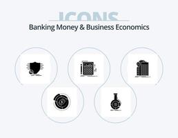 bank geld en bedrijf economie glyph icoon pak 5 icoon ontwerp. bankieren. boekhouding. bedrijf. veiligheid. geld vector