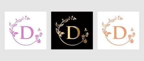 brief d schoonheid logo voor decoratief, bloem, spa sjabloon vector