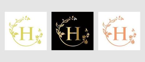 brief h schoonheid logo voor decoratief, bloem, spa sjabloon vector