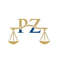 brief pz wet firma logo ontwerp voor advocaat, gerechtigheid, wet procureur, legaal, advocaat onderhoud, wet kantoor, schaal, wet stevig, advocaat zakelijke bedrijf vector