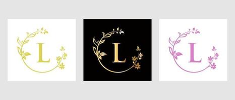 brief l schoonheid logo voor decoratief, bloem, spa sjabloon vector