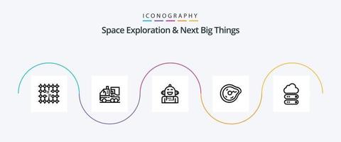 ruimte exploratie en De volgende groot dingen lijn 5 icoon pak inclusief beweging. kromming. blad. gevoel. emotie vector