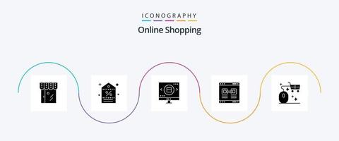 online boodschappen doen glyph 5 icoon pak inclusief promoten. internetten. winkelen. valentijn. zoeken vector