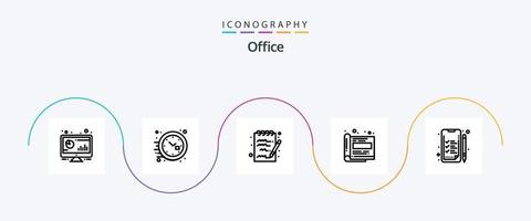 kantoor lijn 5 icoon pak inclusief bedrijf. papier. horloge. kantoor. ontwerp vector