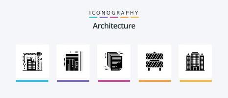 architectuur glyph 5 icoon pak inclusief schutting. barrière. omhoog. papier. onderneming architectuur. creatief pictogrammen ontwerp vector