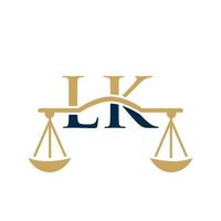 brief lk wet firma logo ontwerp voor advocaat, gerechtigheid, wet procureur, legaal, advocaat onderhoud, wet kantoor, schaal, wet stevig, advocaat zakelijke bedrijf vector