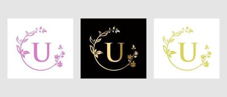 brief u schoonheid logo voor decoratief, bloem, spa sjabloon vector