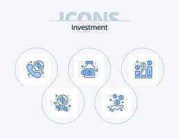 investering blauw icoon pak 5 icoon ontwerp. toenemen. besparingen. geld. geld. valuta vector