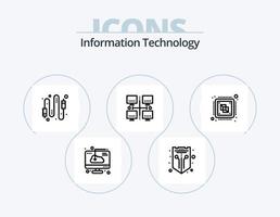informatie technologie lijn icoon pak 5 icoon ontwerp. downloaden. wolk. punt. Wifi. paneel vector