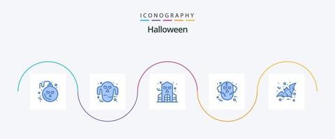 halloween blauw 5 icoon pak inclusief vogel. wolf. halloween. ware wolf. halloween vector