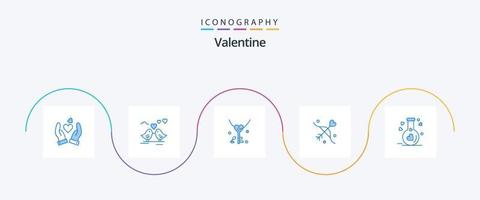 Valentijn blauw 5 icoon pak inclusief liefde. bruiloft. sleutel. huwelijk. boogschieten vector