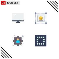 4 vlak icoon concept voor websites mobiel en apps computer profiel imac kubus lay-out bewerkbare vector ontwerp elementen