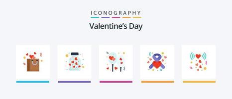 valentijnsdag dag vlak 5 icoon pak inclusief hart. hart. lucht. Gezondheid. romantisch. creatief pictogrammen ontwerp vector