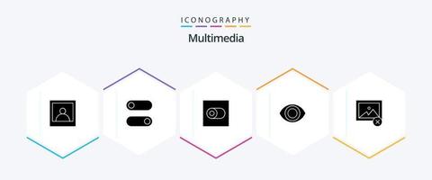 multimedia 25 glyph icoon pak inclusief . afbeelding. vector