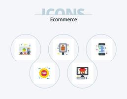 ecommerce vlak icoon pak 5 icoon ontwerp. e-commerce. rekening. geschenk levering. teken. bord vector