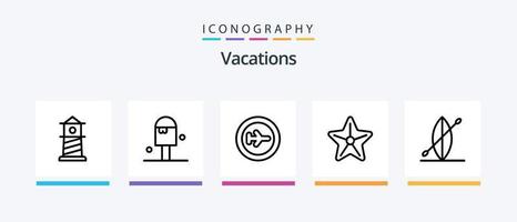 vakanties lijn 5 icoon pak inclusief . geneesmiddel. strand. fles. creatief pictogrammen ontwerp vector