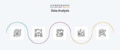 gegevens analyse lijn 5 icoon pak inclusief gegevens. veiligheid. digitaal. server. map vector