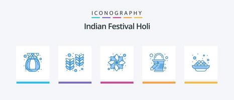 holi blauw 5 icoon pak inclusief vada's. Indië. patroon. taart. kleur. creatief pictogrammen ontwerp vector