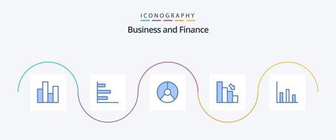 financiën blauw 5 icoon pak inclusief omlaag. bedrijf. prestatie. bar. grafisch vector