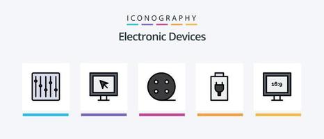 apparaten lijn gevulde 5 icoon pak inclusief . focus. Scherm. camera. TV. creatief pictogrammen ontwerp vector