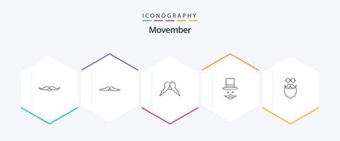 movember 25 lijn icoon pak inclusief . . hoed. Heren. movember vector