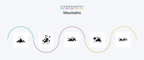 bergen glyph 5 icoon pak inclusief natuur. heuvel. wolken. avond. landschap vector