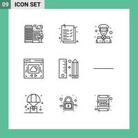 voorraad vector icoon pak van 9 lijn tekens en symbolen voor potlood ontwerp avatar codering website bewerkbare vector ontwerp elementen