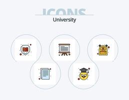 Universiteit lijn gevulde icoon pak 5 icoon ontwerp. tijd. documenten. steun. audio vector