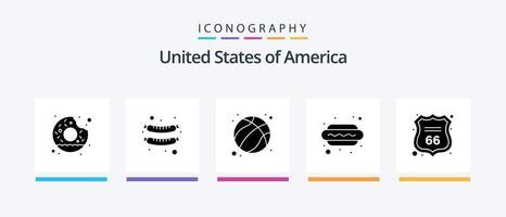 Verenigde Staten van Amerika glyph 5 icoon pak inclusief teken. veiligheid. bal. heet i. hond. creatief pictogrammen ontwerp vector