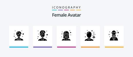 vrouw avatar glyph 5 icoon pak inclusief evenement. zwaard. deskundige. sport. vrouw. creatief pictogrammen ontwerp vector