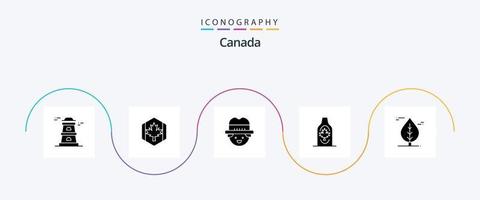 Canada glyph 5 icoon pak inclusief Canada. esdoorn. boer. blad. herfst vector