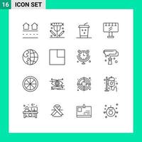 reeks van 16 modern ui pictogrammen symbolen tekens voor communicatie leuze voedsel teken meenemen bewerkbare vector ontwerp elementen