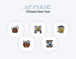 Chinese nieuw jaar lijn gevulde icoon pak 5 icoon ontwerp. geschenk. lolly. ster. nagerecht. pannenkoek vector