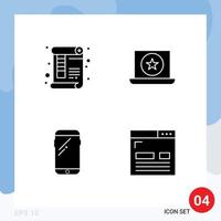 modern reeks van 4 solide glyphs pictogram van document telefoon afdrukken favoriete mobiel bewerkbare vector ontwerp elementen