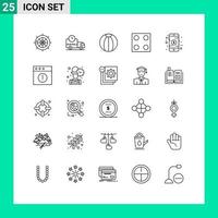 25 universeel lijnen reeks voor web en mobiel toepassingen online fornuis vrachtauto keuken speelgoed- bewerkbare vector ontwerp elementen