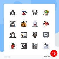 reeks van 16 modern ui pictogrammen symbolen tekens voor praten menselijk uploaden hoofd Sportschool bewerkbare creatief vector ontwerp elementen