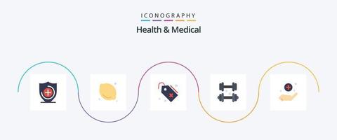 Gezondheid en medisch vlak 5 icoon pak inclusief teken. handverzorging. label. medisch. geschiktheid vector