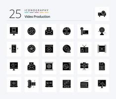 video productie 25 solide glyph icoon pak inclusief camcorder. Internationale nieuws. e-mail. globaal nieuws. vector