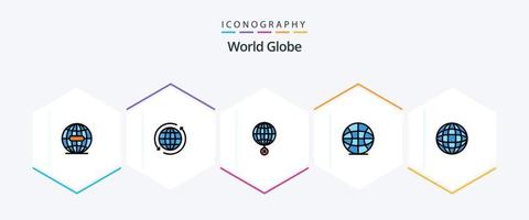 wereldbol 25 gevulde lijn icoon pak inclusief . internetten. pijl. wereldbol. internet vector