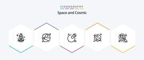 ruimte 25 lijn icoon pak inclusief ruimte. Onderzoek. astronomie. planeet. universum vector