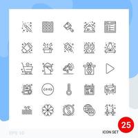 groep van 25 lijnen tekens en symbolen voor internet restaurant borstel geliefden avondeten bewerkbare vector ontwerp elementen