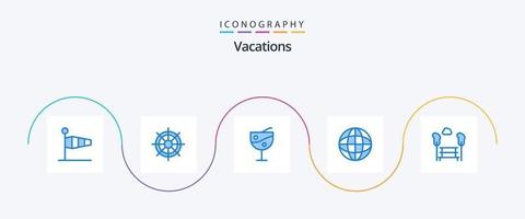vakanties blauw 5 icoon pak inclusief visie. park. wiel. wereldbol. onderwijs vector