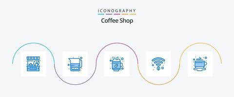 koffie winkel blauw 5 icoon pak inclusief koffie. Wifi. melk kruik. koffie. kop vector