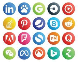 20 sociaal media icoon pak inclusief Adobe babbelen voorraadoverloop skype pinterest vector